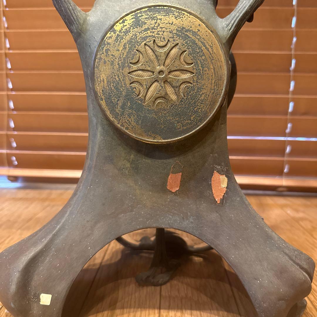 アンティーク　ブロンズ　アールヌーボー　銅像　置き時計