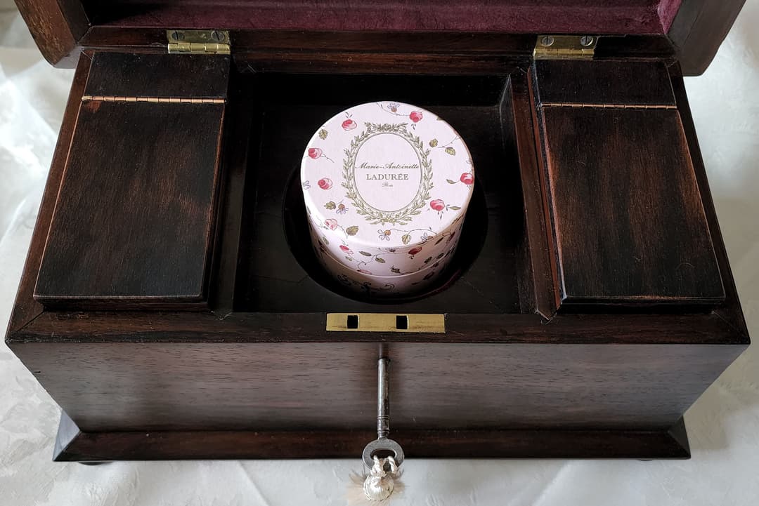 追加画像 ジョージ4世 希少 鍵付き アンティーク ティーキャディー マホガニー