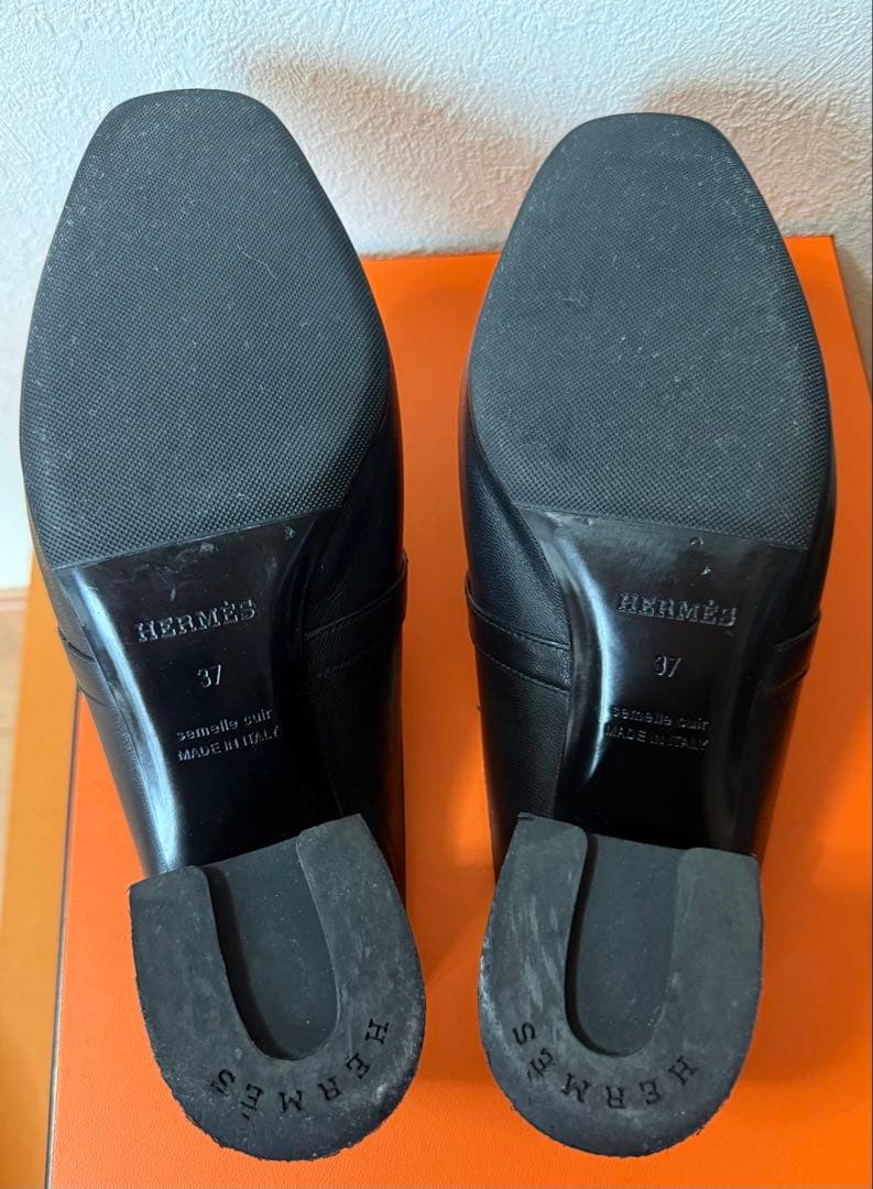 最終お値下げ　エルメス オズ　ミュール　サンダル レザーブラック　37