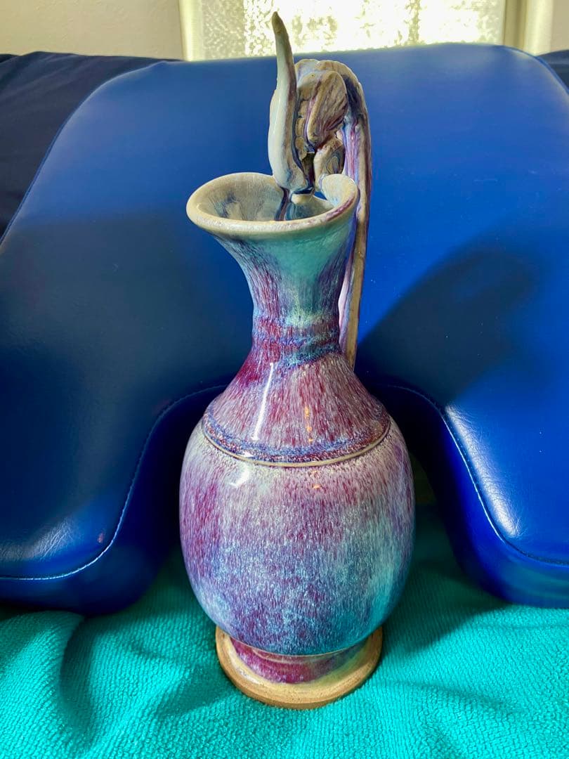 中国元時代鈞窑紫紅斑釉变龍口挚壶箱付きサイズ高さ約29cm径11cm