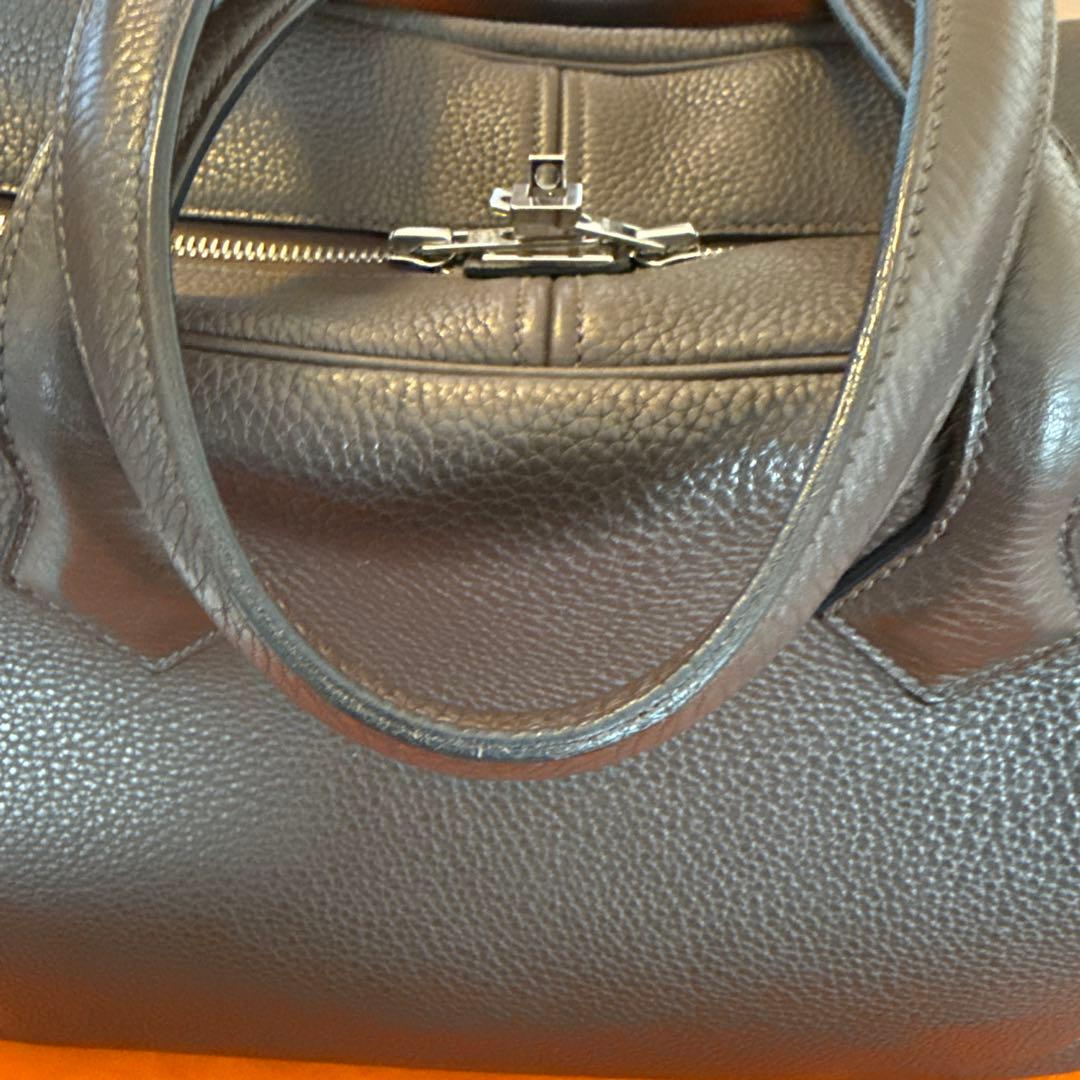 エルメス ヴィクトリア35 トリヨンクレマンス ショコラ シルバー金具