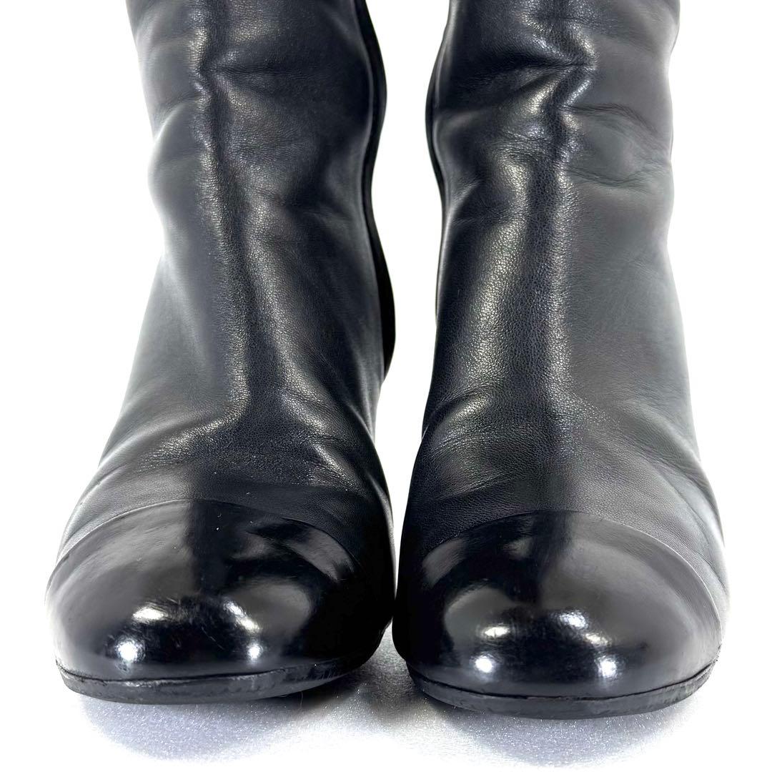 【CHANEL】シャネル（23.5cm）ニーハイブーツ ココマーク ラムスキン