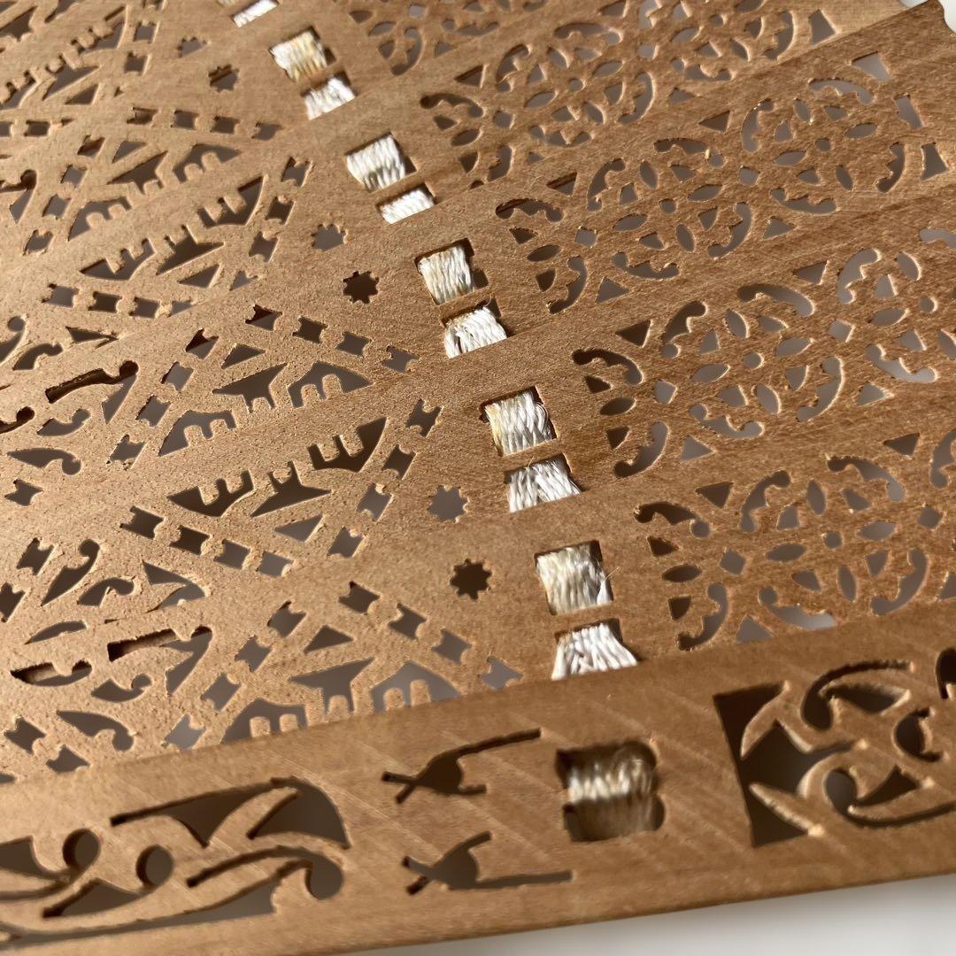 白檀扇　白檀扇子　透かし彫り　桐箱入り　ヴィンテージ　レア　昭和