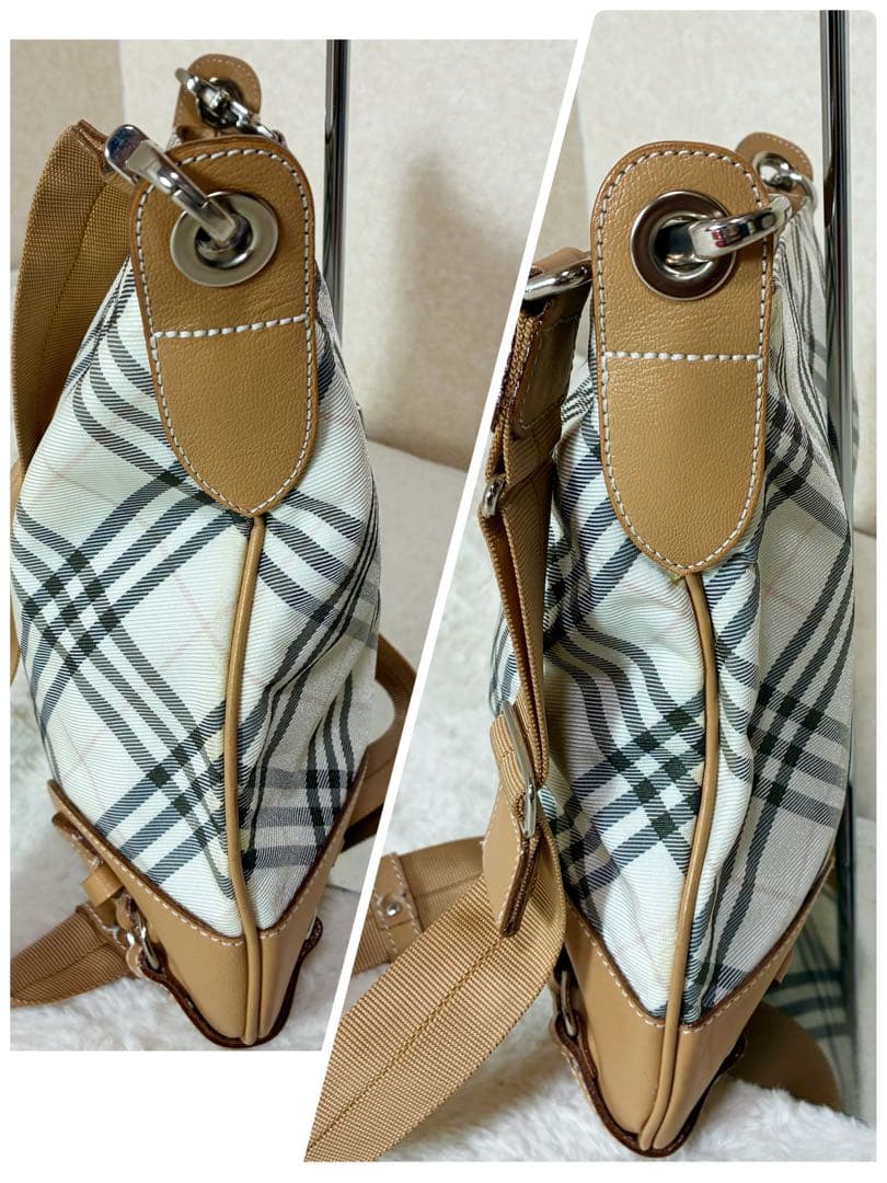 バーバリーブルーレーベル ショルダーバッグ ノバチェック アイボリー系