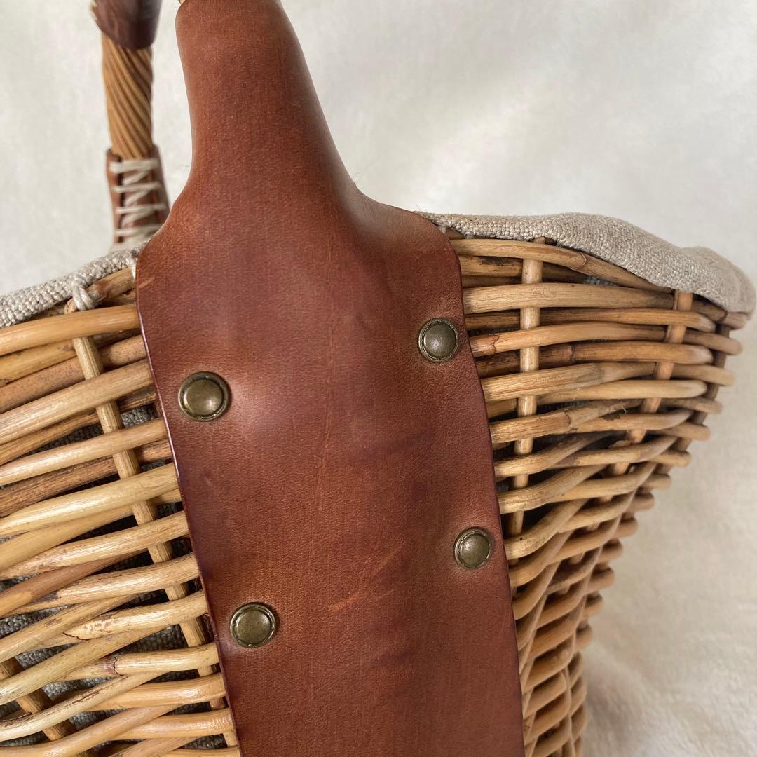 ebagos エバゴス かごバッグ ブラウン レザー 紅藤 ワンハンドル