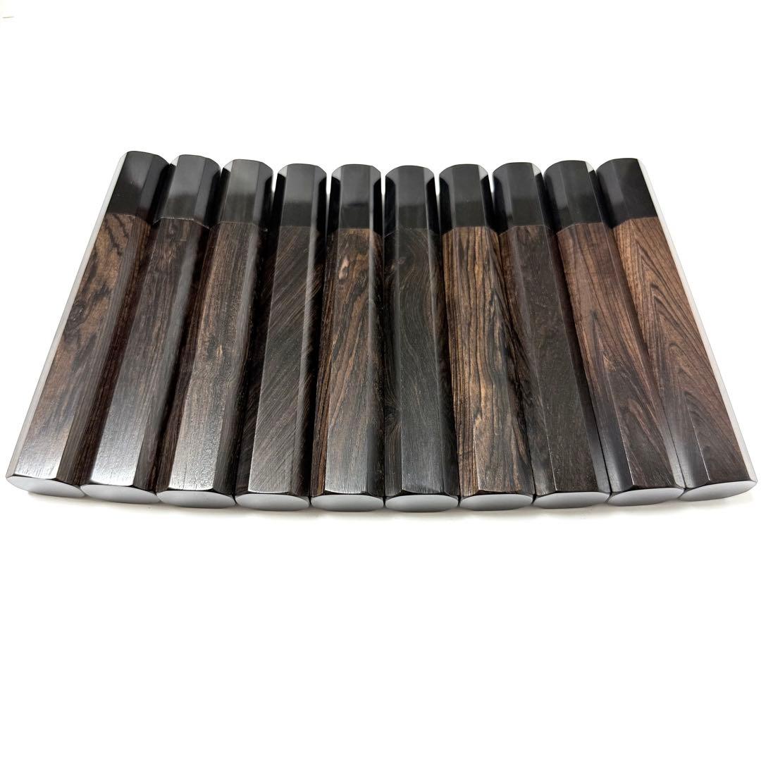 10本セット 黒水牛角 柳刃300 黒檀八角柄 柳刃尺 手作り 包丁の柄