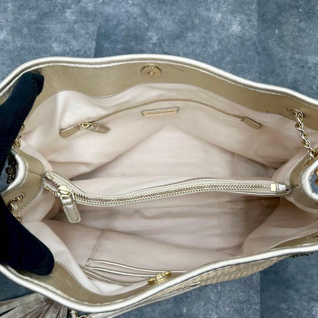 ✨美品✨トリーバーチ　カゴバッグ　2way デカロゴ　大容量　ゴールド