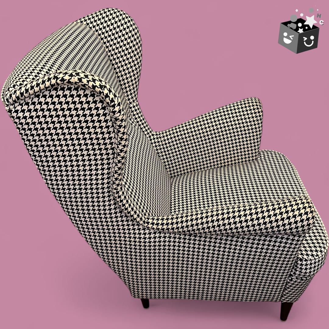 【IKEA】STRANDMON ストランドモン　千鳥柄VIBBERBO黒ベージュ