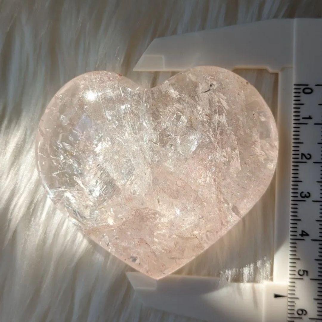 （小）♡ピンクアゼツライト（通称） ピンククリアクォーツ♡　 ハート　虹　天然石