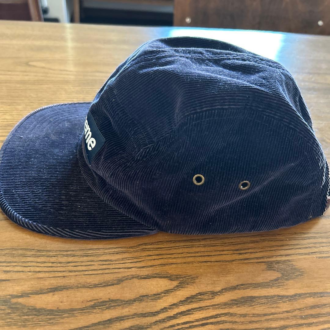 シュプリーム　キャップ　ネイビー　コーデュロイ