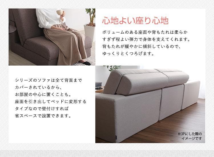 1人掛 組み換え自由なソファベッド 1P ローベッド カウチ