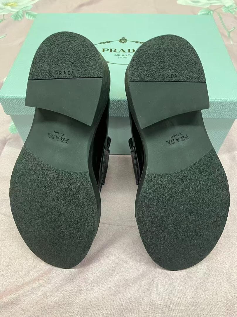 極美品 PRADA ブラック ローファー 厚底 37