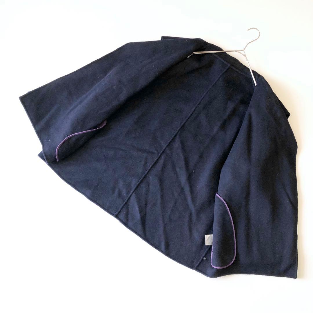 2991y美品　アンナンバー　ショートリバーコート　紺　ウール