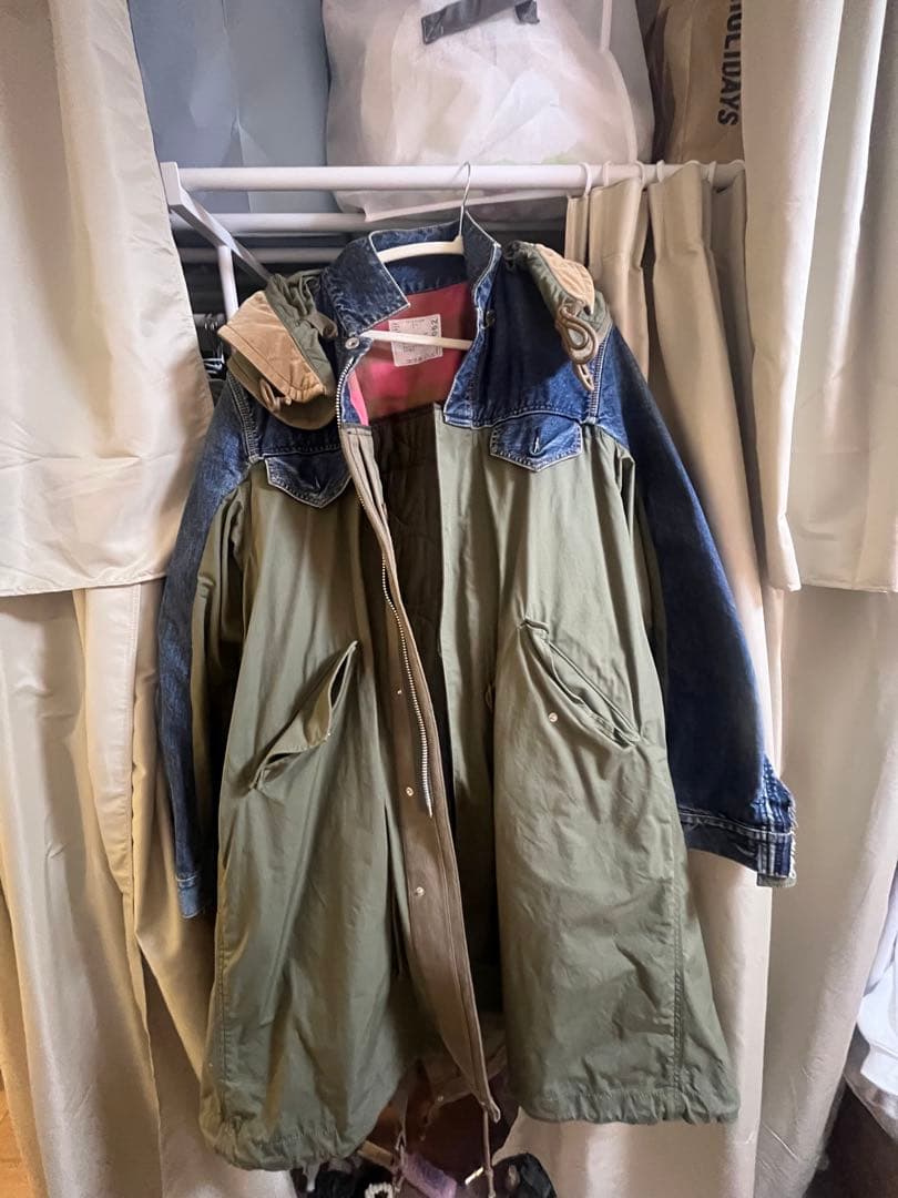 【sacai 大人気／デニム ドッキング モッズコート・サイズ3】