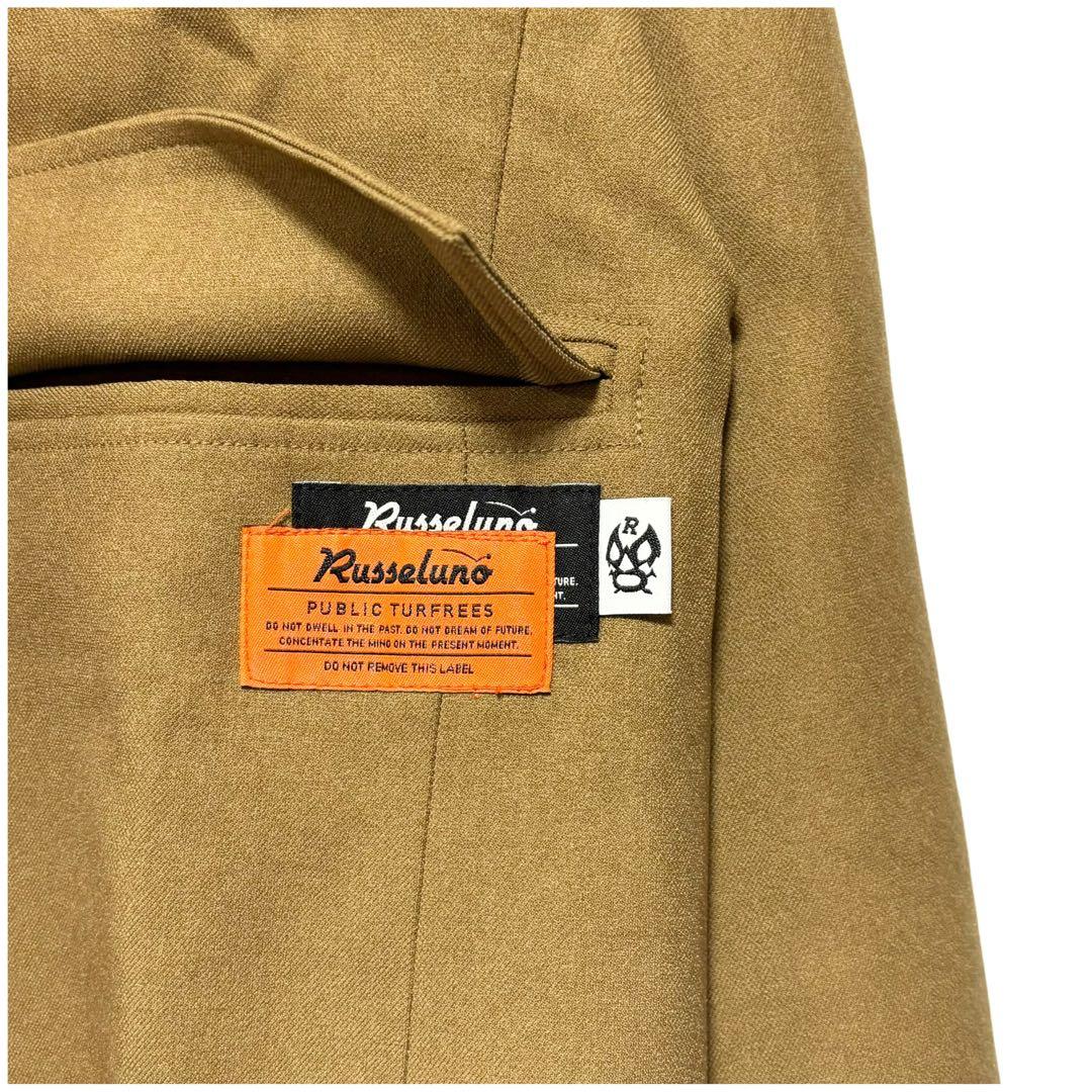 新品 ラッセルノ ゴルフ ノーカラー テーラード ジャケット キャメル L 5