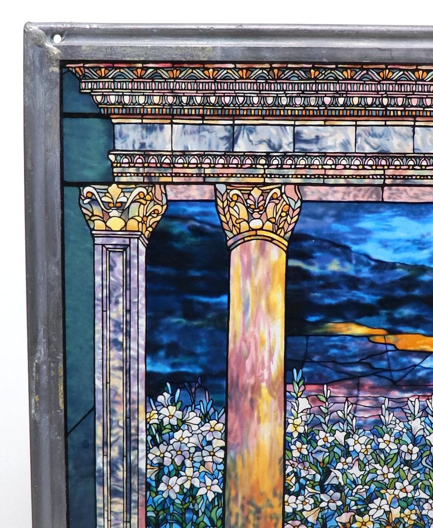 ルイス・C・ティファニー ヴィンテージ ステンドグラス 極希少 大型 百合畑の窓