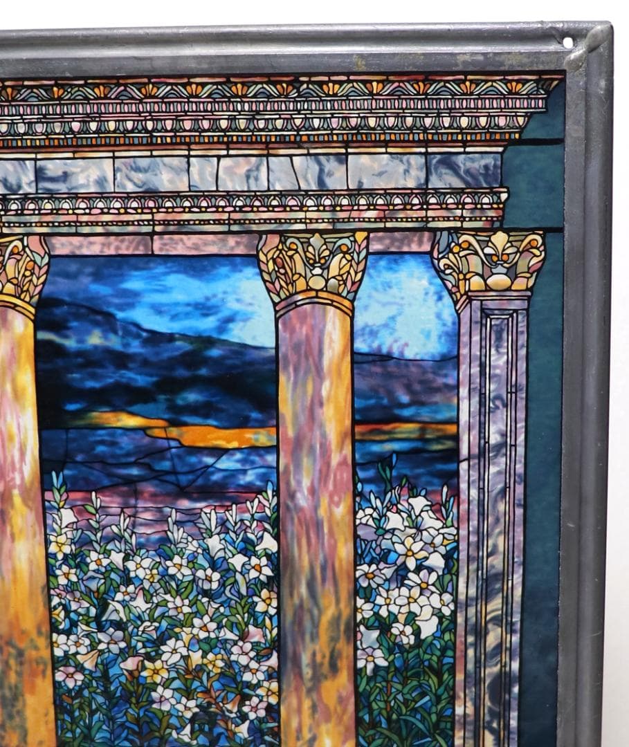 ルイス・C・ティファニー ヴィンテージ ステンドグラス 極希少 大型 百合畑の窓