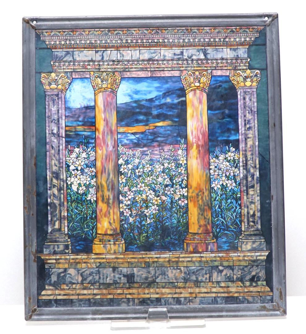 ルイス・C・ティファニー ヴィンテージ ステンドグラス 極希少 大型 百合畑の窓