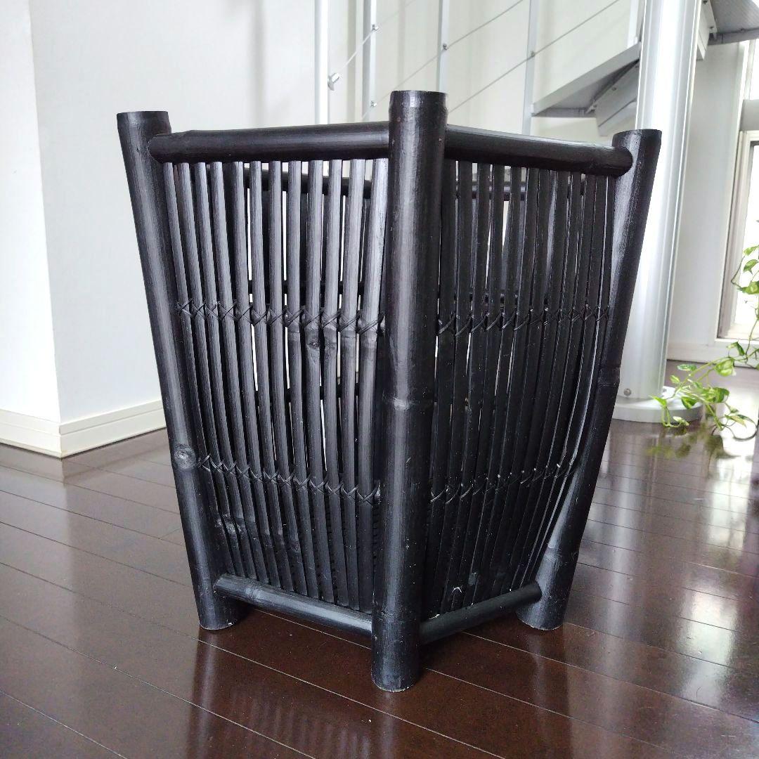 ヴィンテージ 特大バンブー 鉢カバー 六角形 ブラック