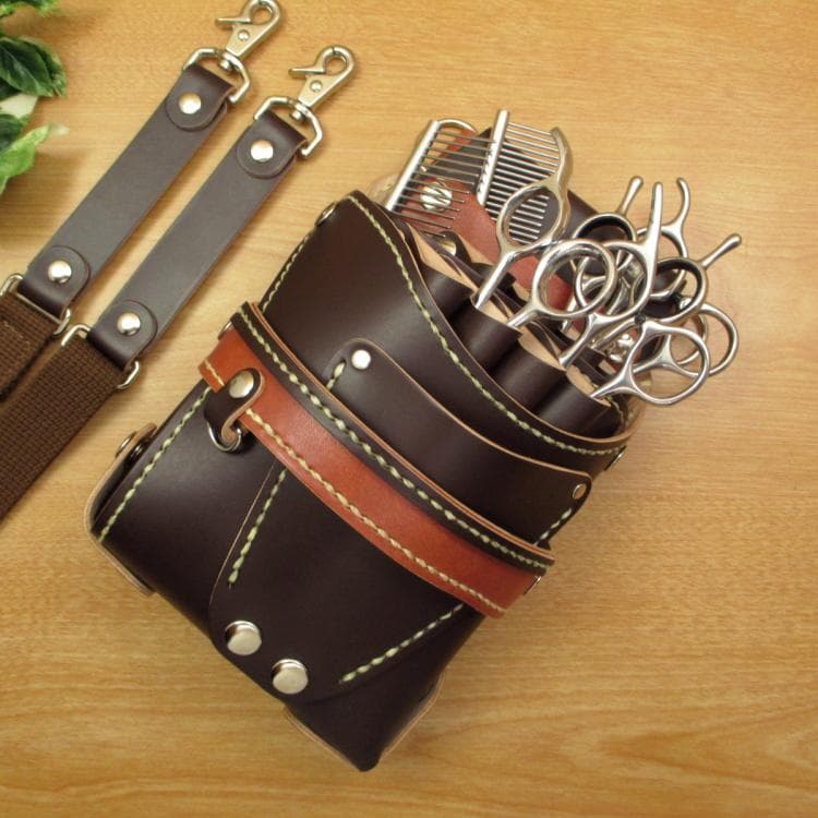 【トリマー向き】 ダークブラウン　８丁差し　シザーケース　TSC-13/CDB