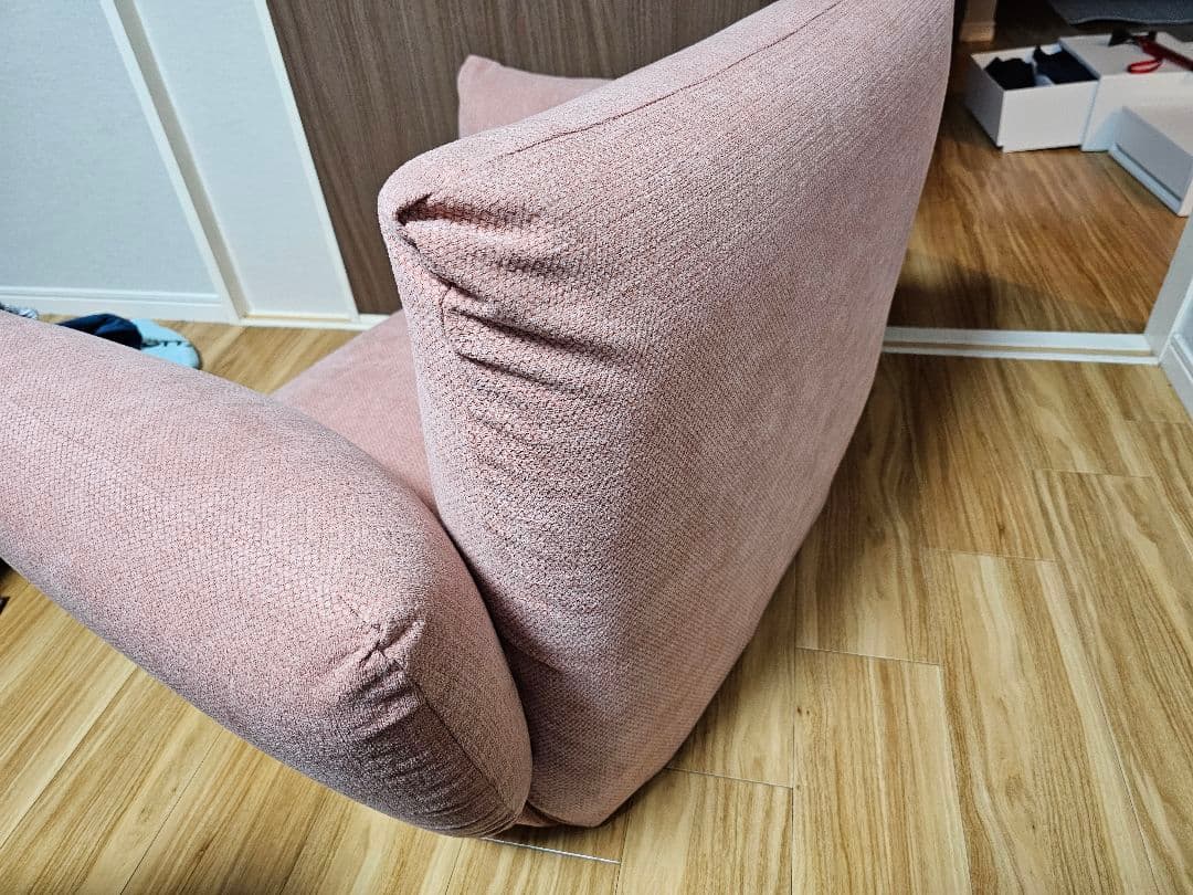 無印良品　MUJI リクライニング機能付きピンク1人掛けソファ