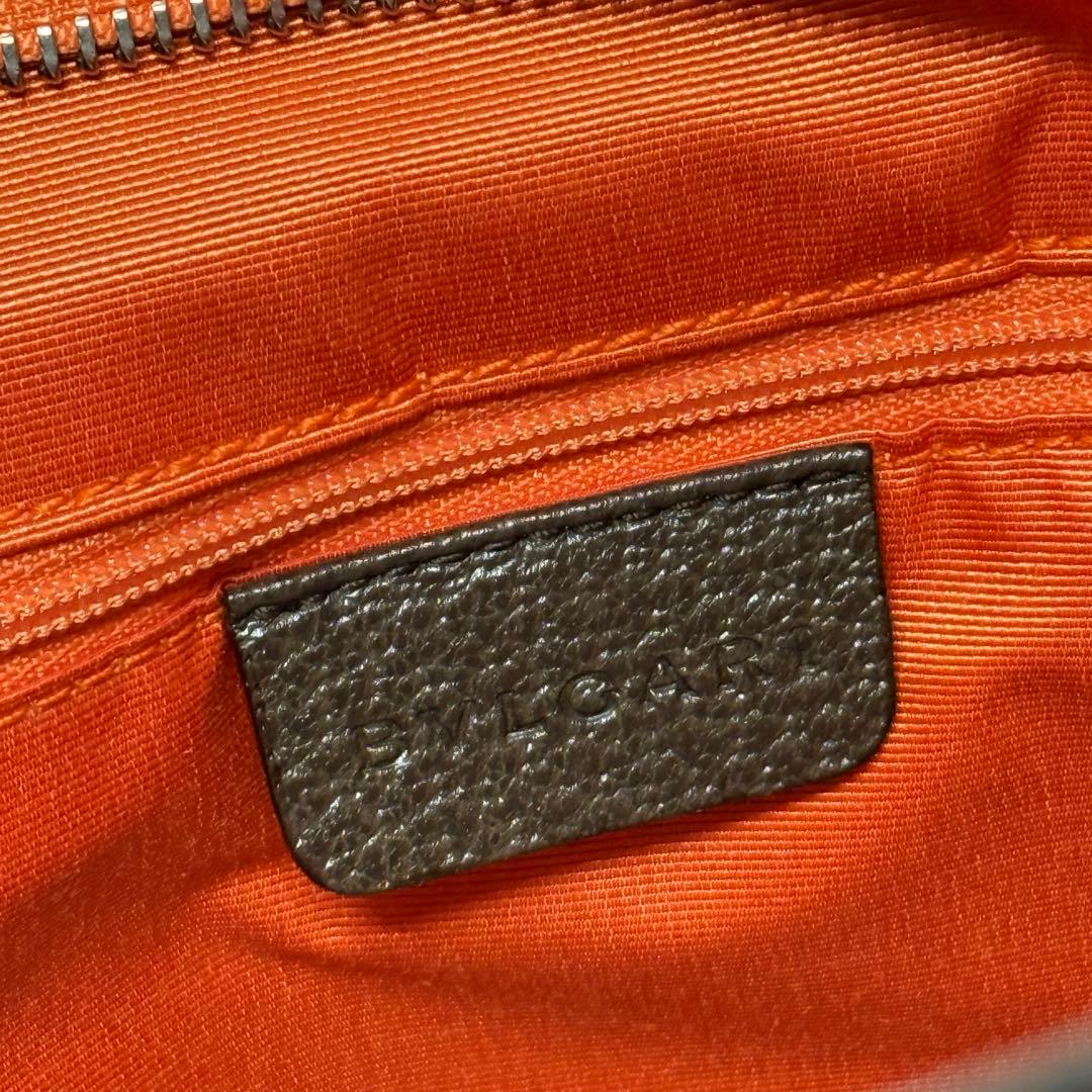 【美品】 BVLGARI ロゴマニア レザーハンドル トート ショルダーバッグ