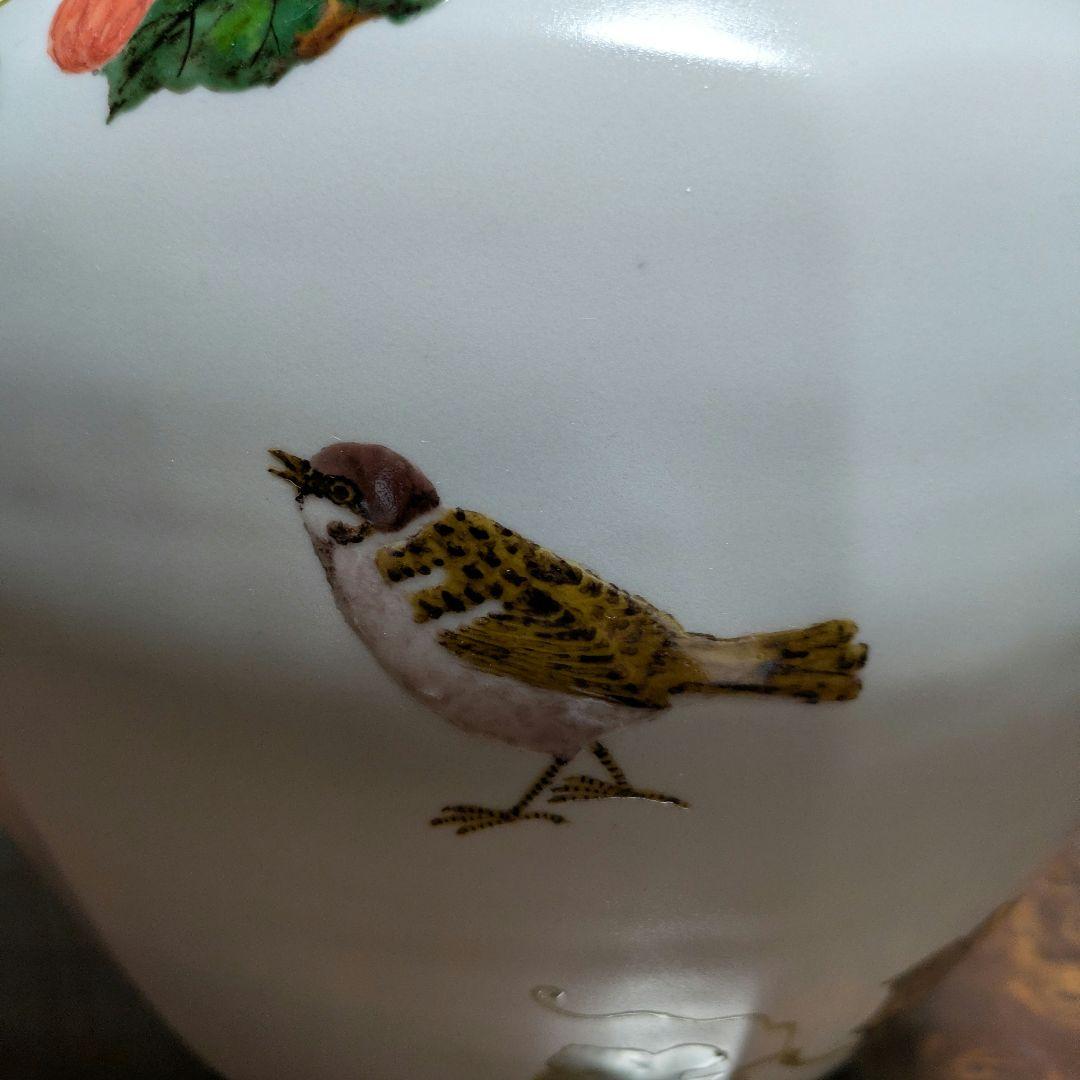 影山明志 色絵雀烏瓜紋 面取壺 藤本能道師事 日本工芸会正会員 茨城工芸会会員