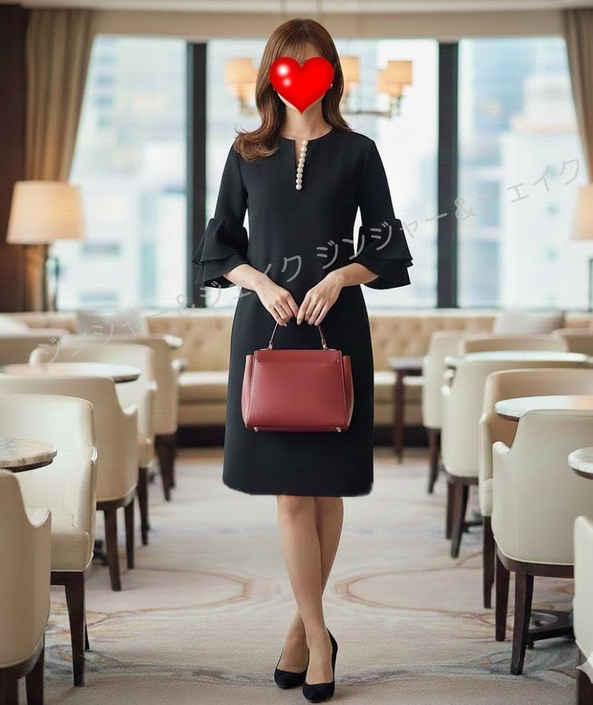 最安値 現行モデルYOKOCHANヨーコチャン ティアード パールワンピ36濃紺