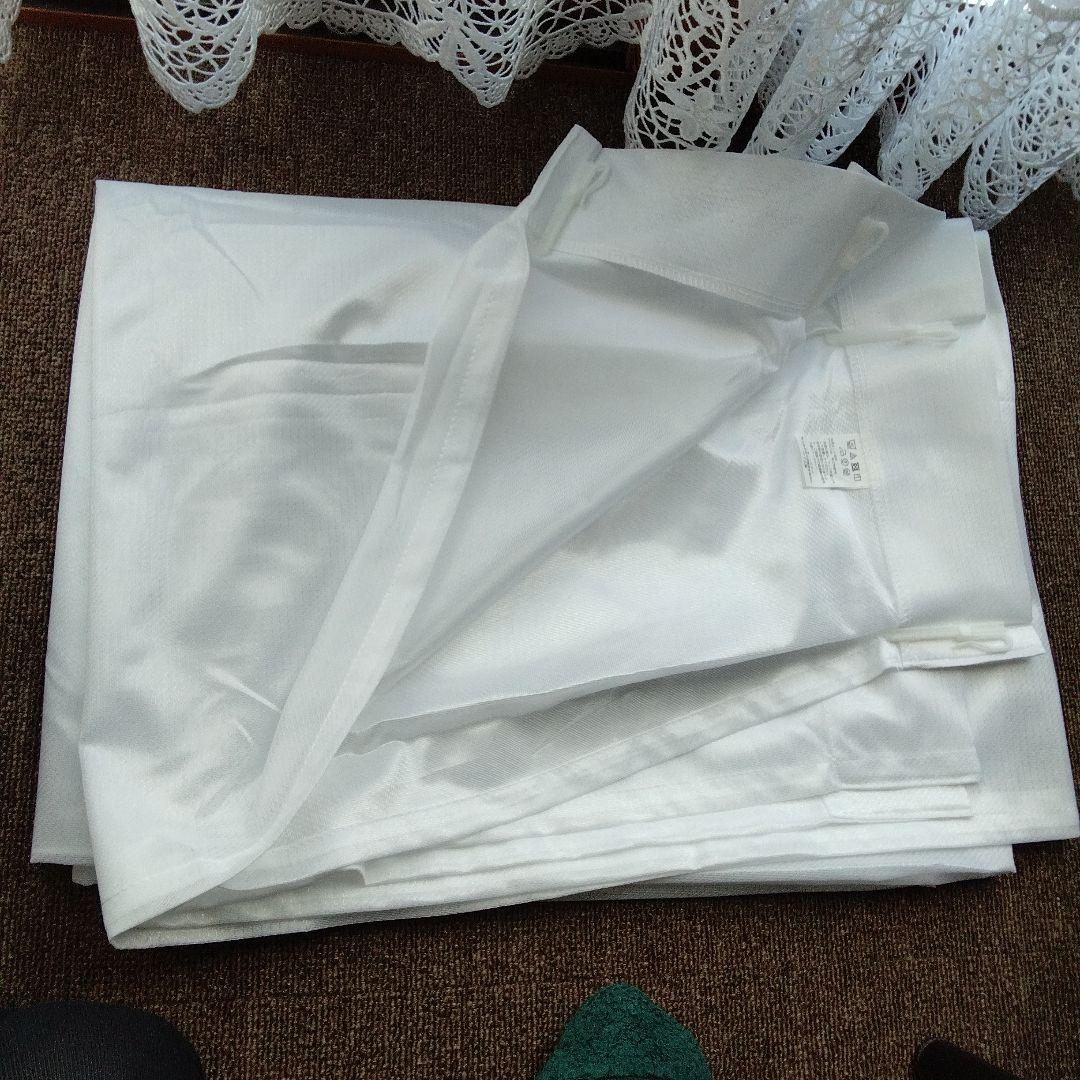 TOPVALU カーテン ブラウン 、花粉,遮熱ホワイトレース 2枚セット