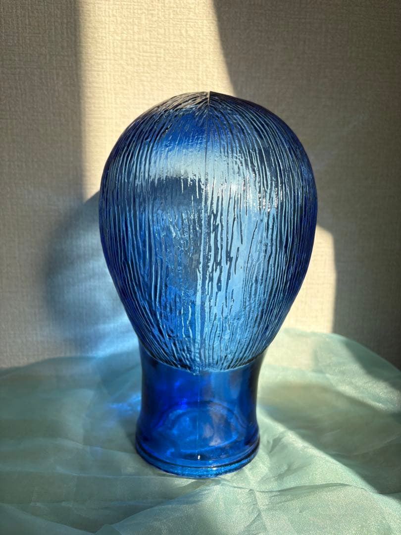 ガラス製 マネキン ヘッド インテリア ディスプレイ 頭部 青