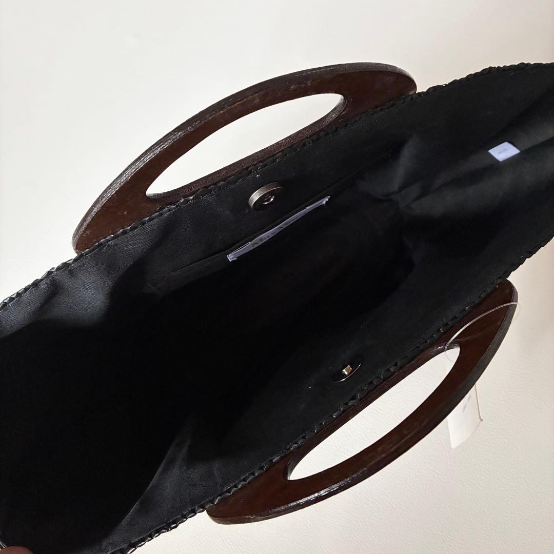 新品タグ付✨Max Mara　マックスマーラ　カゴバッグ　木製ハンドル　ロゴ刻印