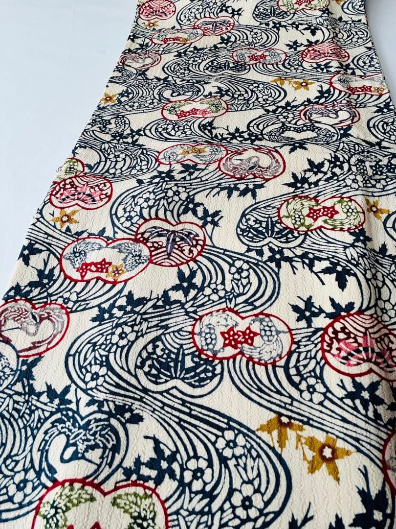 栗山吉三郎　和染紅型【誂え】　しつけ付き　証紙付き　浜ちりめん