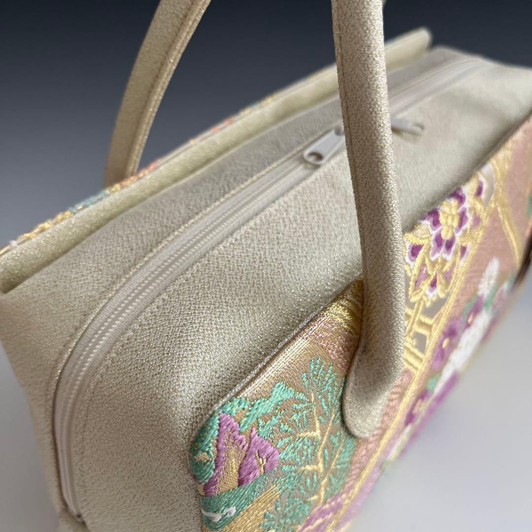 新品未使用品　京都 西陣織正絹帯地使用　利休バッグお茶席　25904