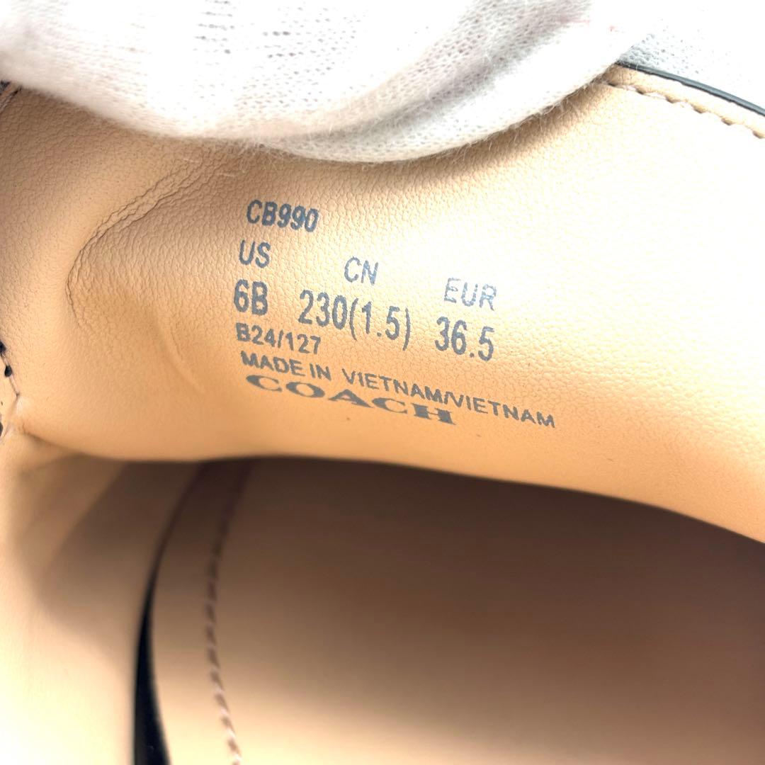 未使用保管品 コーチ リア ローファー C金具 レザー レディース 23cm 黒