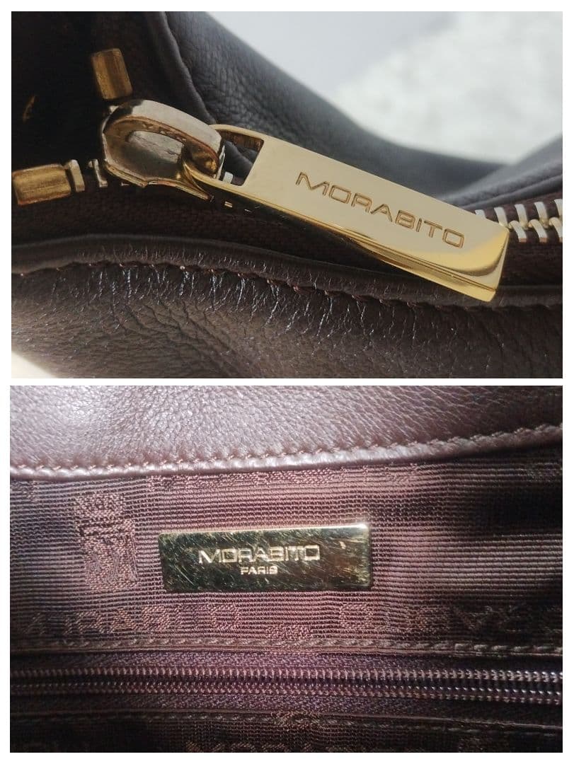 【美品】モラビト　MORABITO　ホーボー　ショルダーバッグ　金具　ブラウン