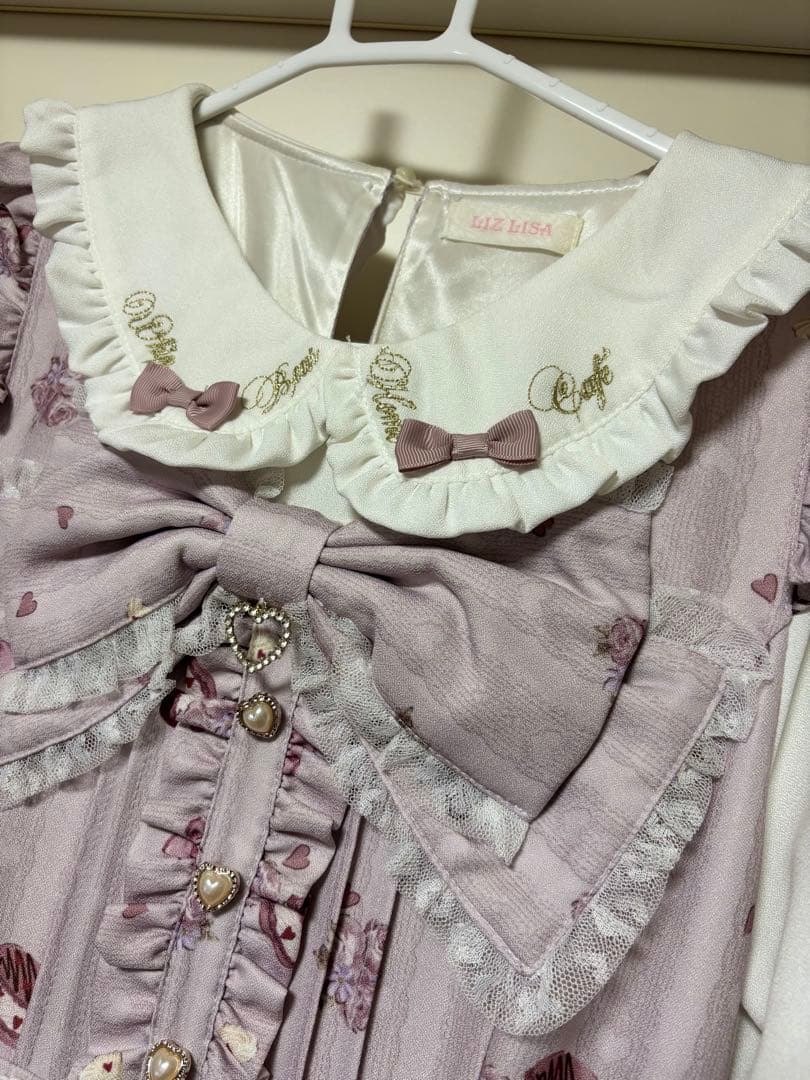 リズリサ WhipBearCafe柄ワンピース ピンク