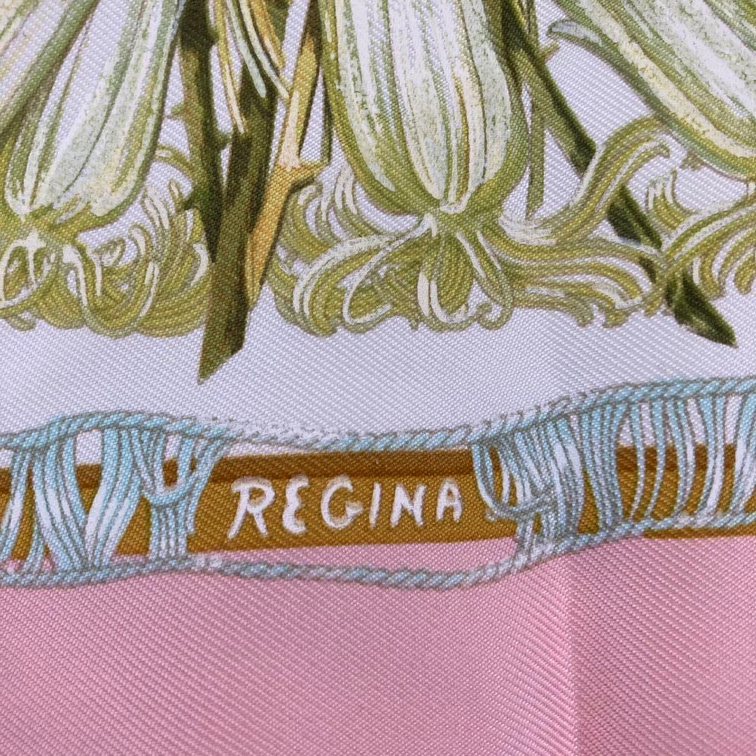 HERMES エルメス　女王陛下　カレ　REGINA ピンク　花束　フラワー　白