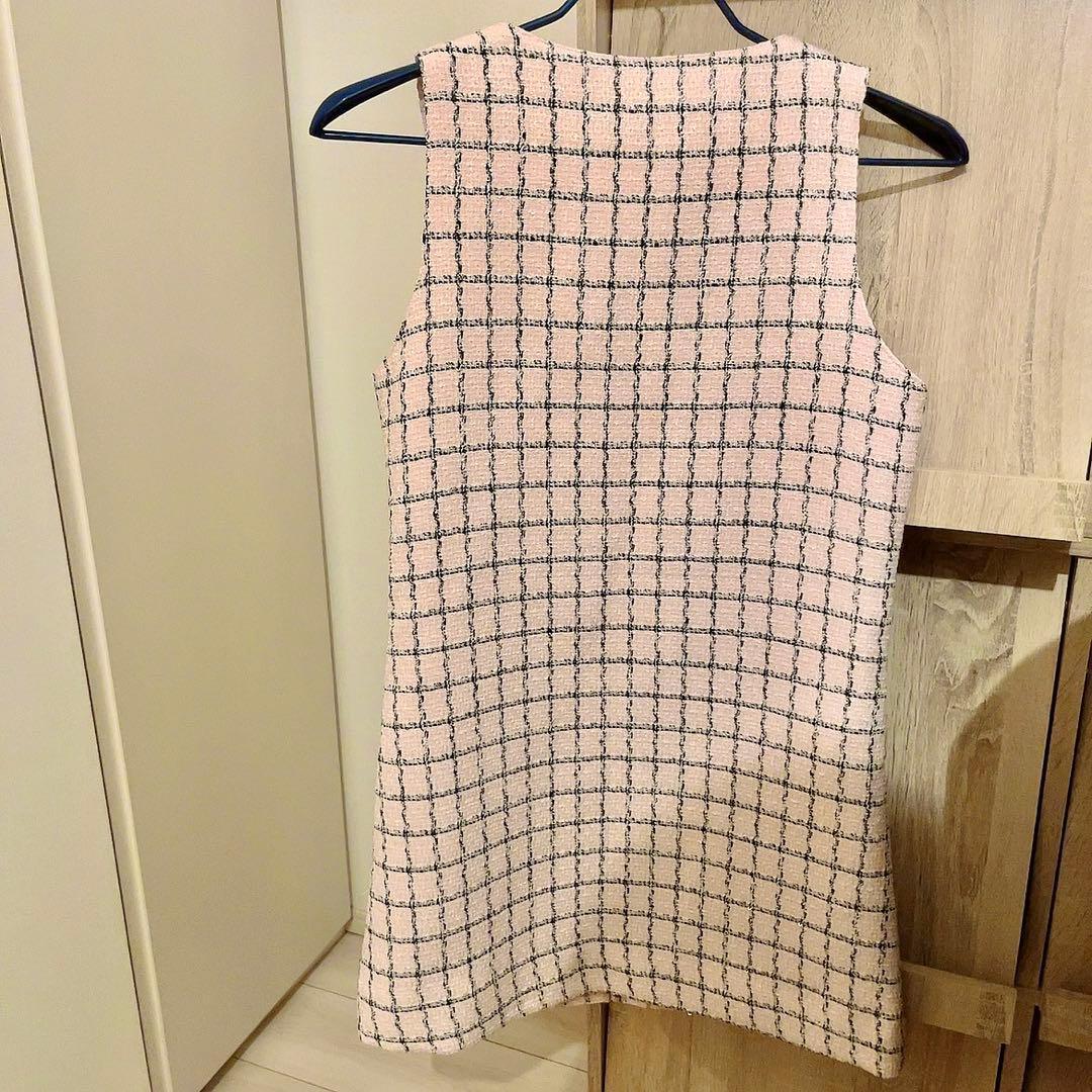 ダーリッチ フロントファスナーツイードミニワンピース ピンク