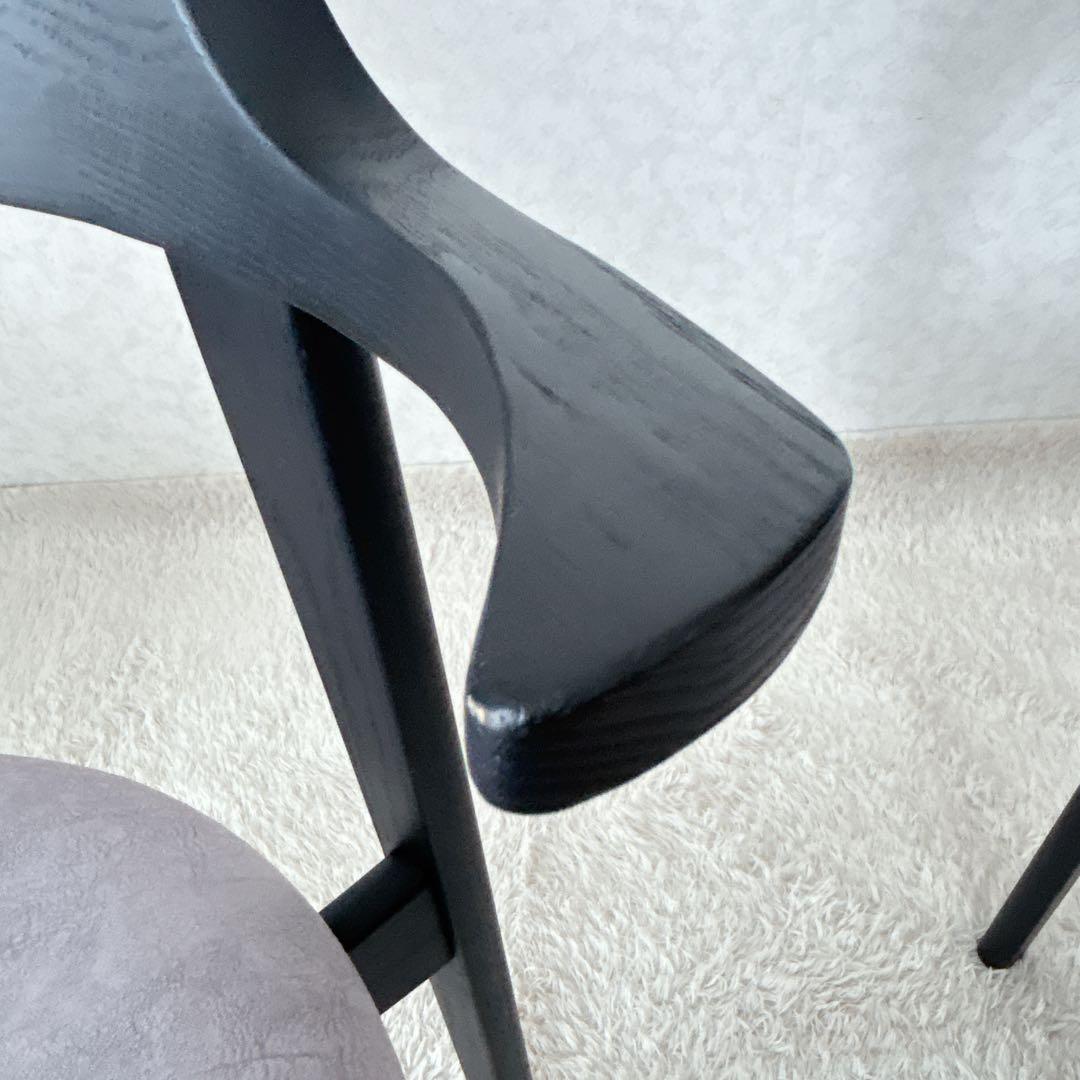 イバタ インテリア】セミアームチェア ブラック グレー スタッキング 2脚