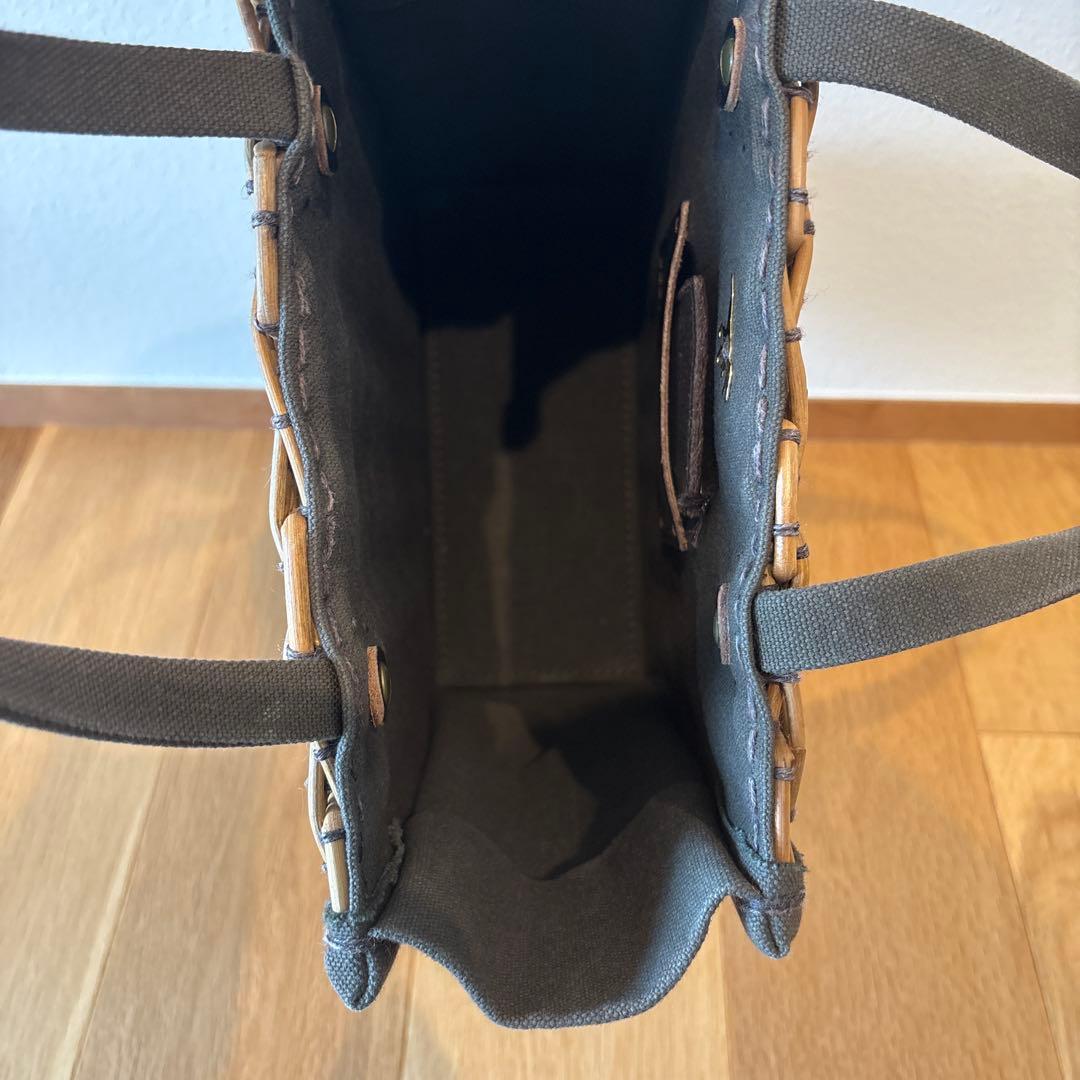 【限定値下げ⭐︎】エバゴス　かご袋　カーキ　ebagosトートバッグ　恐竜シリーズ