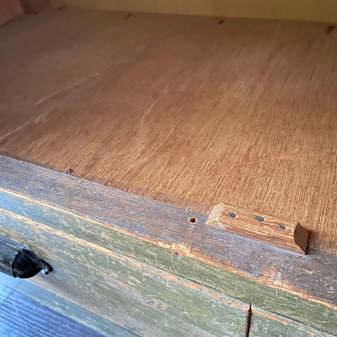 アンティーク家具　本棚　模様ガラス銀河　当時物　鍵付き