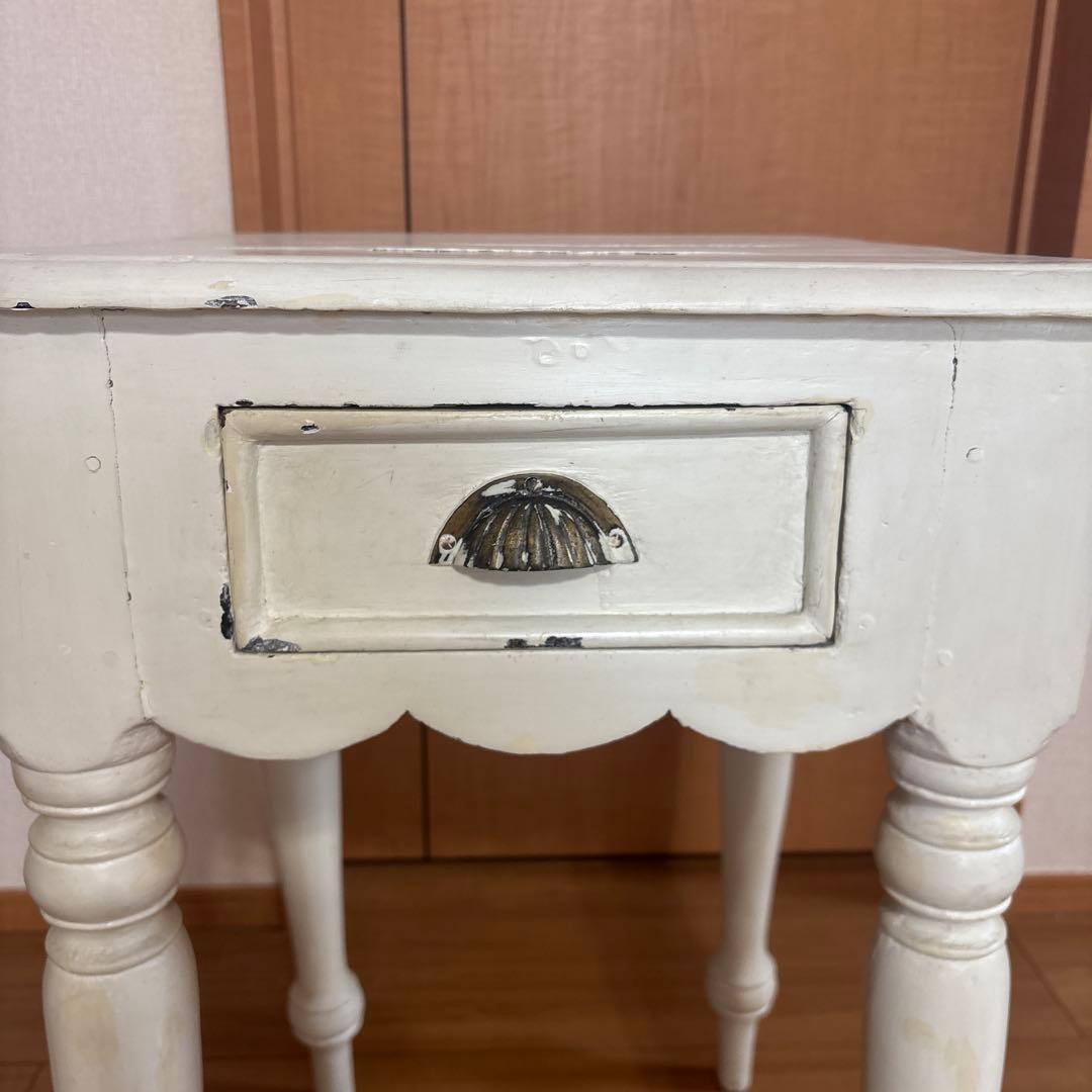テーブル　アンティーク調　白　ホワイト　サイドテーブル　ドレッサー　鏡台