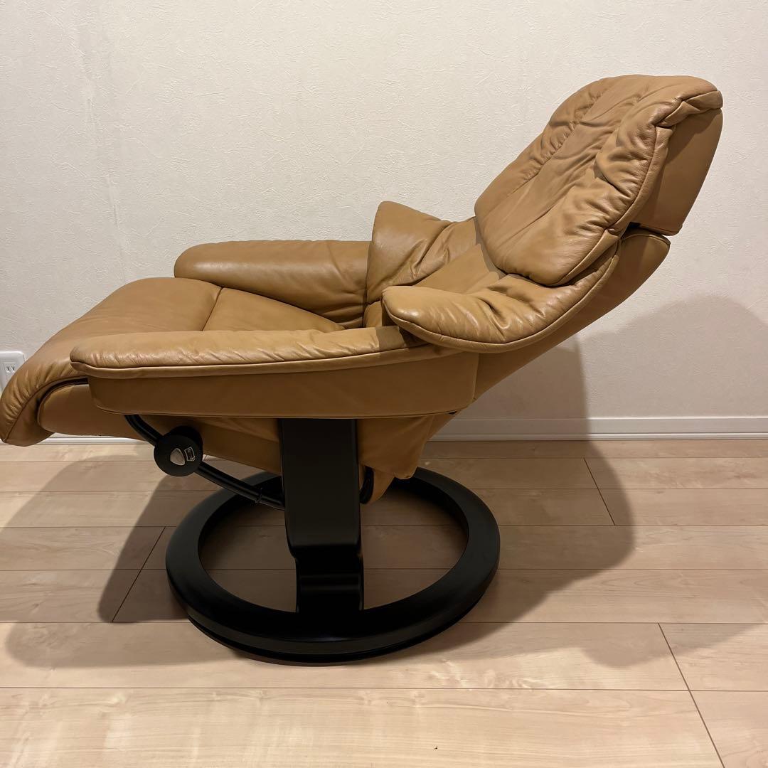 エコーネス　ハイバックチェア　ストレスレスチェア　オットマン　レザー　レノ