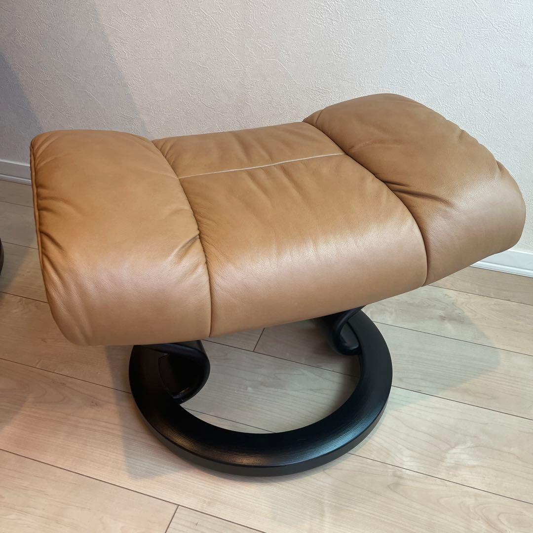 エコーネス　ハイバックチェア　ストレスレスチェア　オットマン　レザー　レノ