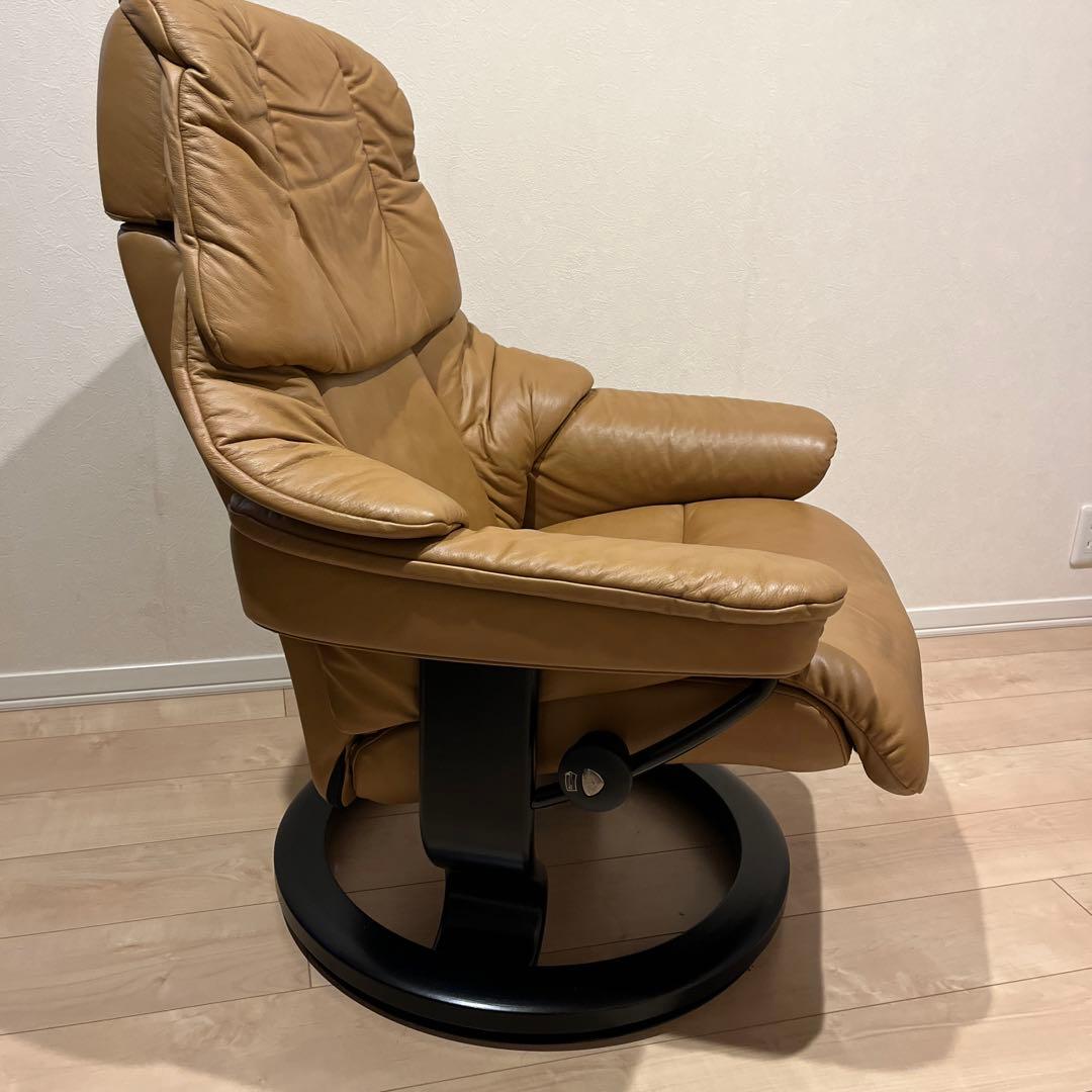 エコーネス　ハイバックチェア　ストレスレスチェア　オットマン　レザー　レノ