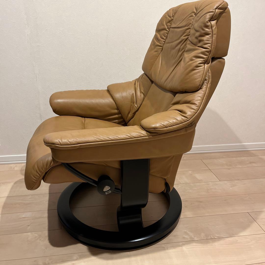 エコーネス　ハイバックチェア　ストレスレスチェア　オットマン　レザー　レノ