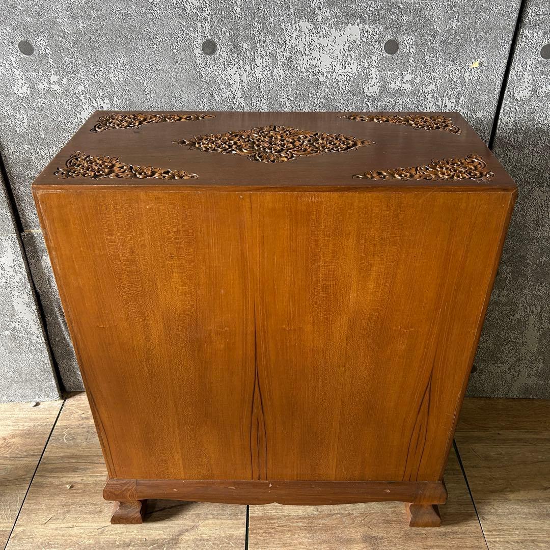 ꧁木彫り・彫刻家具꧂チェスト たんす タンス 箪笥 収納 洋服 衣服 衣類