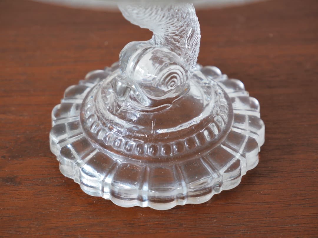 フランス　19世紀　ヴィクトリアンガラス　菓子器　高足皿　アンティークQ2206