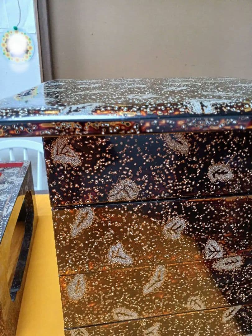 若狭塗？　五段重箱　台付き