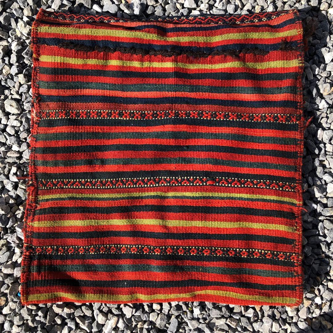 アンティーク クルド系 スマック織 鞍掛袋を開いたランナー 手織りトライバルラグ